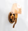 Decorative Vintage Brass Wall Sconce with Amber Glass