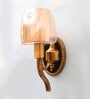 Decorative Vintage Brass Wall Sconce with Amber Glass