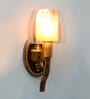 Decorative Vintage Brass Wall Sconce with Amber Glass