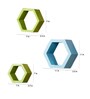 Set of 6 Engineered Wood Hexagon Shape Wall Shelf in Yellow & Blue Colour