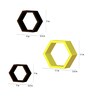 Set of 6 Engineered Wood Hexagon Wall Shelf in Brown & Yellow Colour