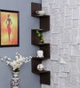 Engineered Wood Zigzag Corner Wall Shelf in Brown Colour