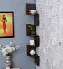 Engineered Wood Zigzag Corner Wall Shelf in Brown Colour