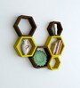 Set of 6 Engineered Wood Hexagon Wall Shelf in Brown & Yellow Colour