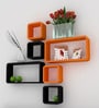 Cubic Modular Wall Shelf (Set of 6) in Black & Orange Finish