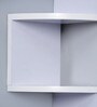 Engineered Wood Zigzag Corner Wall Shelf in White Colour