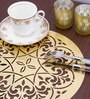 Gold Synthetic Leather Abstract Placemats Set of 2