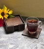 Brown  Genuine Buff Leather (Set of 6 ) Coasters With Stand