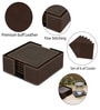 Brown  Genuine Buff Leather (Set of 6 ) Coasters With Stand