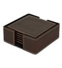 Brown  Genuine Buff Leather (Set of 6 ) Coasters With Stand