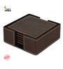 Brown  Genuine Buff Leather (Set of 6 ) Coasters With Stand