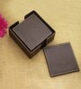 Brown  Genuine Buff Leather (Set of 6 ) Coasters With Stand