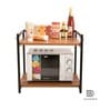 Brown Mild Steel & Engineered Wood Microwave Stand for Kitchen Counter