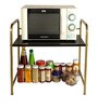 Black & Gold Mild Steel Premium Microwave & OTG Stand For Kitchen Counter