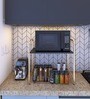 Black & Gold Mild Steel Premium Microwave & OTG Stand For Kitchen Counter
