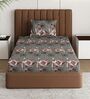 Grey Abstract 180 TC Polyester Bedsheet With Single Size Bedsheet With 1 Pillow Cover