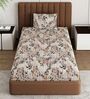 Cream Abstract 180 TC Polyester Bedsheet With Single Size Bedsheet With 1 Pillow Cover