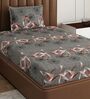 Grey Abstract 180 TC Polyester Bedsheet With Single Size Bedsheet With 1 Pillow Cover