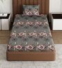 Grey Abstract 180 TC Polyester Bedsheet With Single Size Bedsheet With 1 Pillow Cover