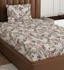 Cream Abstract 180 TC Polyester Bedsheet With Single Size Bedsheet With 1 Pillow Cover