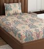 Beige Floral 180 TC Polyester Bedsheet With Single Size Bedsheet With 1 Pillow Cover