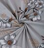 Grey Floral 180 TC Polyester Bedsheet With Single Size Bedsheet With 1 Pillow Cover