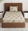 Green Floral 180 TC Polyester Bedsheet With Single Size Bedsheet With 1 Pillow Cover