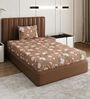 Brown Floral 180 TC Polyester Bedsheet With Single Size Bedsheet With 1 Pillow Cover