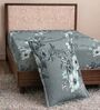 Grey Floral 180 TC Polyester Bedsheet With Single Size Bedsheet With 1 Pillow Cover
