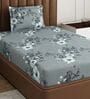 Grey Floral 180 TC Polyester Bedsheet With Single Size Bedsheet With 1 Pillow Cover