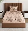 Beige Floral 180 TC Polyester Bedsheet With Single Size Bedsheet With 1 Pillow Cover