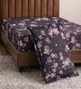Grey Floral 180 TC Polyester Bedsheet With Single Size Bedsheet With 1 Pillow Cover