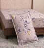 Purple Floral 180 TC Polyester Bedsheet With Single Size Bedsheet With 1 Pillow Cover