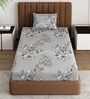 Grey Floral 180 TC Polyester Bedsheet With Single Size Bedsheet With 1 Pillow Cover