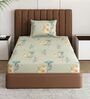 Green Floral 180 TC Polyester Bedsheet With Single Size Bedsheet With 1 Pillow Cover