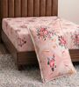 Peach Floral 180 TC Polyester Bedsheet With Single Size Bedsheet With 1 Pillow Cover