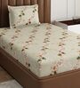 Green Floral 180 TC Polyester Bedsheet With Single Size Bedsheet With 1 Pillow Cover