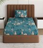 Green Floral 180 TC Polyester Bedsheet With Single Size Bedsheet With 1 Pillow Cover