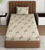 Green Floral 180 TC Polyester Bedsheet With Single Size Bedsheet With 1 Pillow Cover
