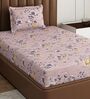 Purple Floral 180 TC Polyester Bedsheet With Single Size Bedsheet With 1 Pillow Cover