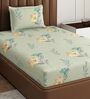 Green Floral 180 TC Polyester Bedsheet With Single Size Bedsheet With 1 Pillow Cover