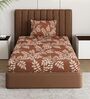 Red Floral 180 TC Polyester Bedsheet With Single Size Bedsheet With 1 Pillow Cover