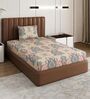 Beige Floral 180 TC Polyester Bedsheet With Single Size Bedsheet With 1 Pillow Cover