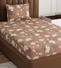 Brown Floral 180 TC Polyester Bedsheet With Single Size Bedsheet With 1 Pillow Cover