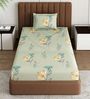 Green Floral 180 TC Polyester Bedsheet With Single Size Bedsheet With 1 Pillow Cover
