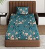 Green Floral 180 TC Polyester Bedsheet With Single Size Bedsheet With 1 Pillow Cover