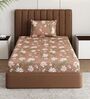 Brown Floral 180 TC Polyester Bedsheet With Single Size Bedsheet With 1 Pillow Cover