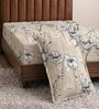 Beige Floral 180 TC Polyester Bedsheet With Single Size Bedsheet With 1 Pillow Cover
