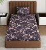 Grey Floral 180 TC Polyester Bedsheet With Single Size Bedsheet With 1 Pillow Cover