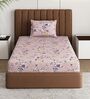 Purple Floral 180 TC Polyester Bedsheet With Single Size Bedsheet With 1 Pillow Cover